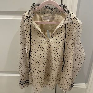 loft cream black polka dot blouse